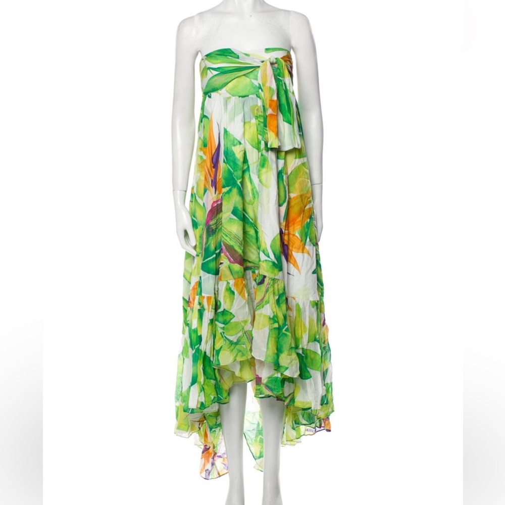Dianne Von Furstenberg floral cotton flowy strapless Maxi dress Sz 4, small